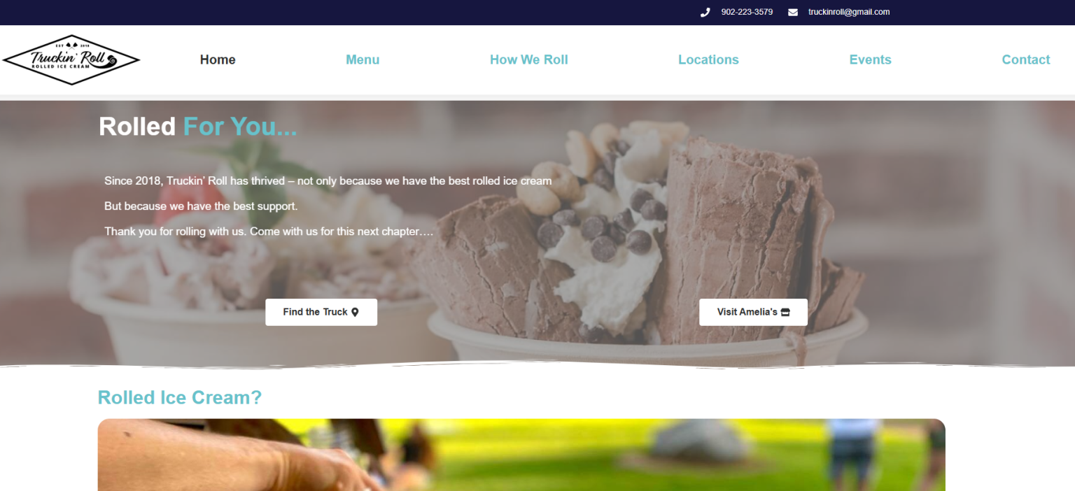 Truckin Roll Ice Cream Website